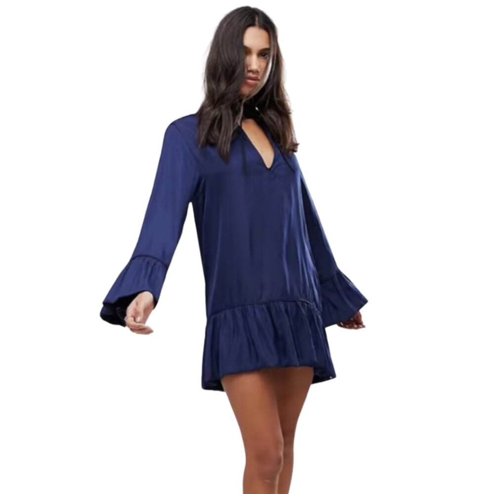 Women's Dress, Navy Long Sleeve Mini Dress, One Teaspoon Size S